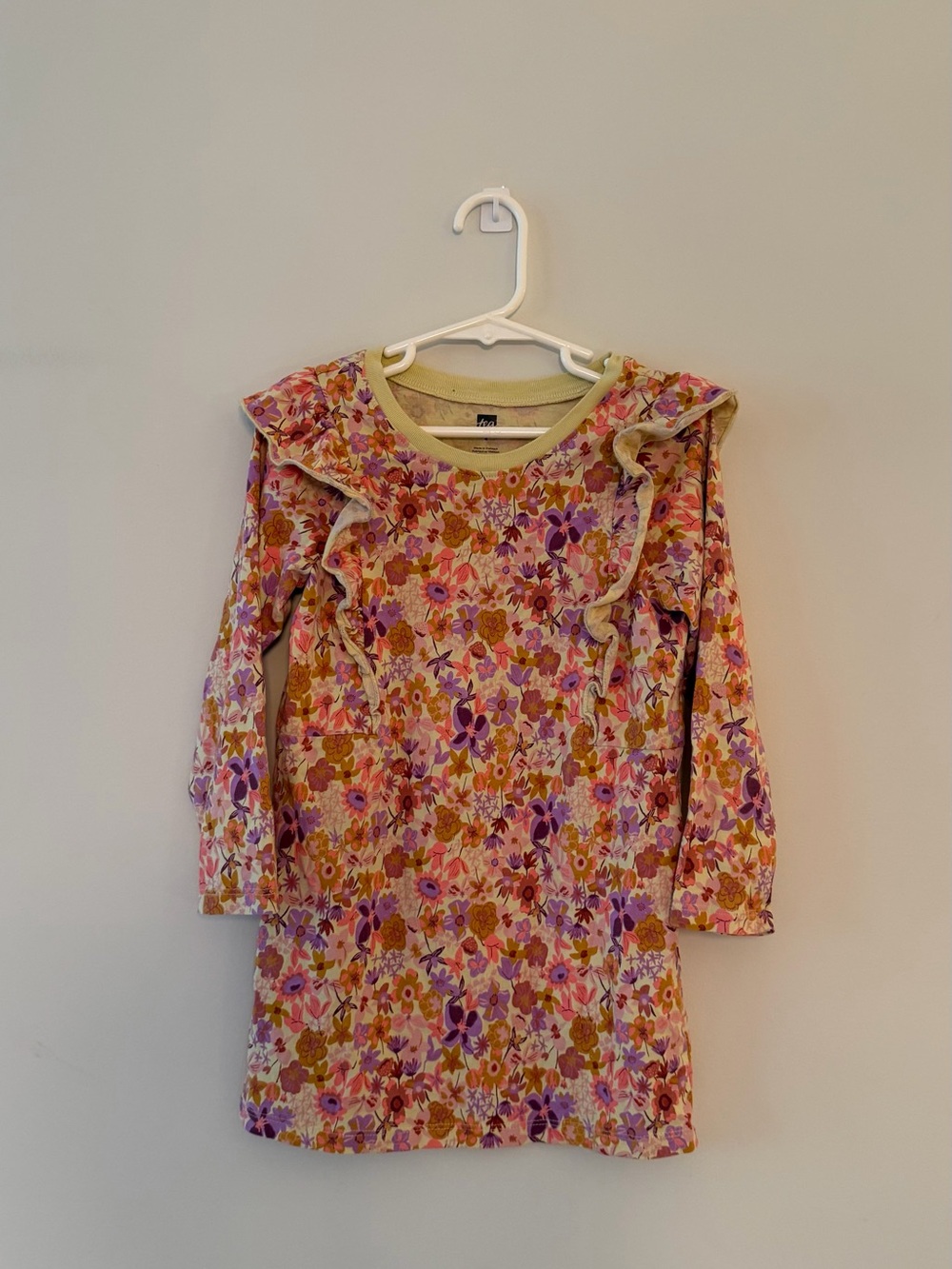 Tea Floral Ruffle Long-Sleeve Dress